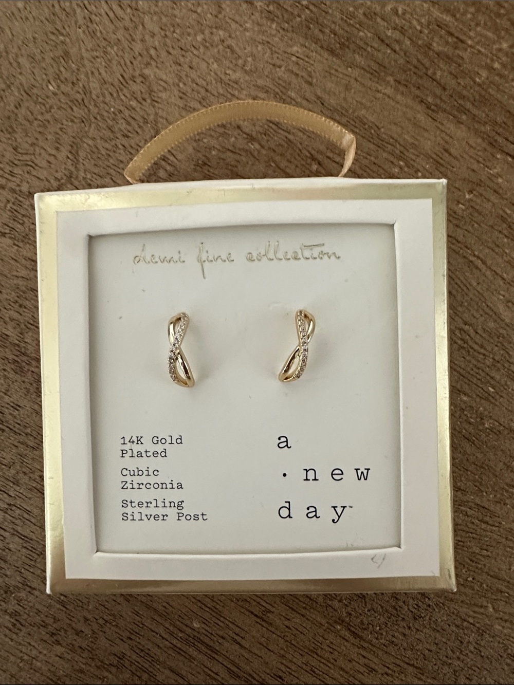 a new day 14K Gold-Plated Infinity CZ Stud Earrings
